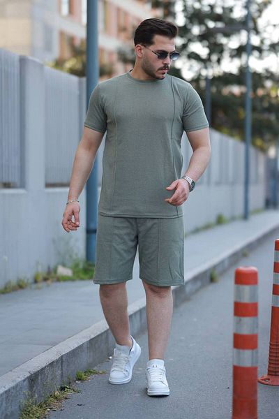ROBERTO BORNOVA Men's Waffle Fabric Shorts T-Shirt Set - Comfortable and Stylish Casual Sports Combo