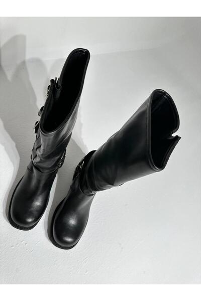 Eataly Shoes 3003 Siyah Kemerli Kadın Çizme