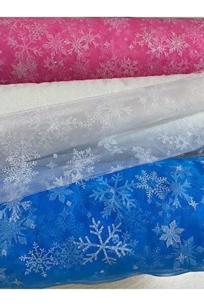 BÜKE TEKSTİL Elsa Tül Kumaş Kar Tanesi 300*100 Cm