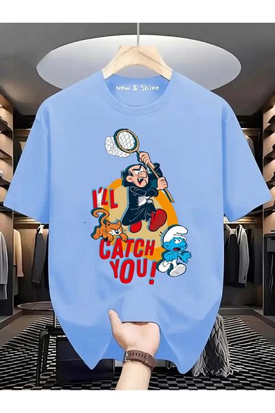 New Shine Μπλουζάκι με στάμπα Στρουμφ Gargamel μεγάλου μεγέθους