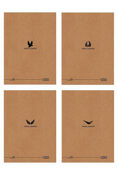 myoffice مجموعة دفاتر ملاحظات Wings Journal مكونة من 4 قطع - مقاس A5، مسطر، غطاء كرافت، 96 ورقة