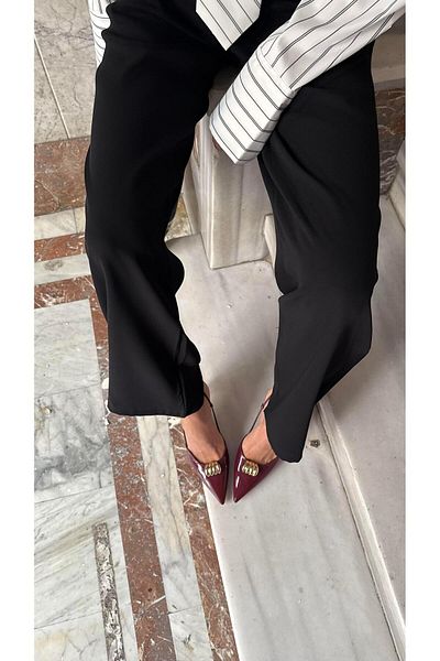 Eataly Shoes Burgundy Women's Heeled Shoes with Metallic Detail