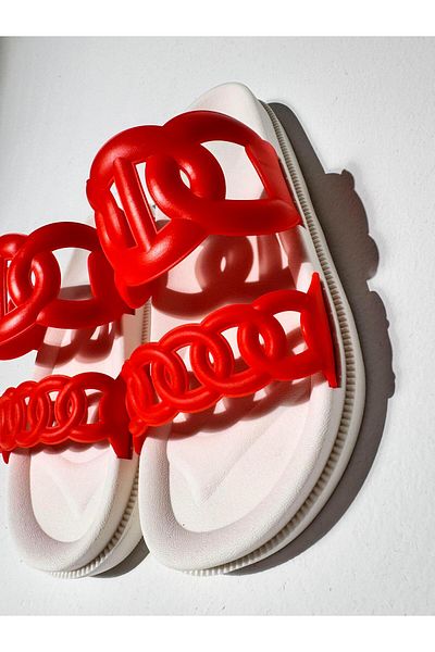 Eataly Shoes Hero Red Double Striped Slippers