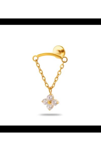 Arescollection 1 ADET G23 TITANIUM ( titanyum ) ZİRKON TAŞLI HİDDEN HELİX FLAT LOBE UYUMLU PİERCİNG