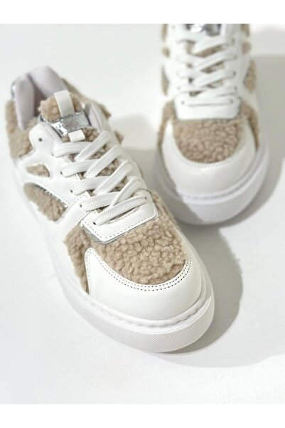 Eataly Shoes 063-100 White Plush Women's Sneakers