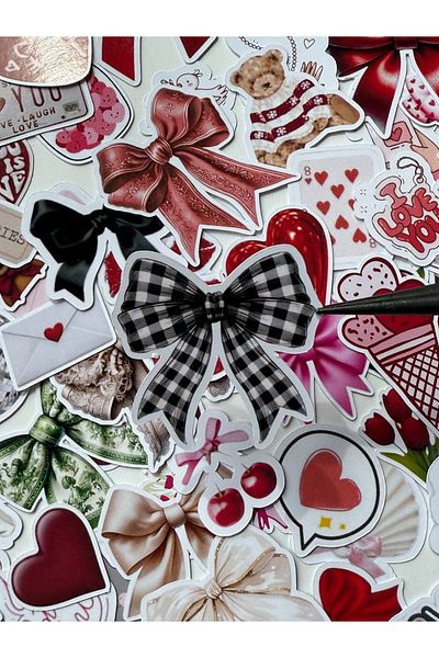 Studio D arte DIY KIT 70Pcs Red Love Sticker for , Bullet Journal, Agenda, Laptop, Phone