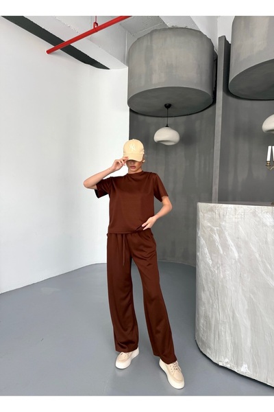 b buhari bykoc Soft Texture Cycling Collar Wide Leg Modal Fabric Tracksuit