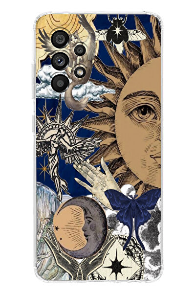 moonset Samsung Galaxy A52 Uyumlu Güneş Kolaj Tasarımlı Baskılı Şeffaf Telefo...