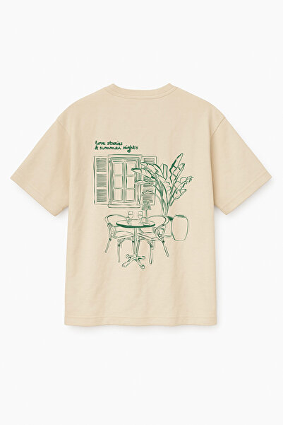 Altair Tr Beige Color Oversize Summer Nights Printed Unisex T-Shirt T-Shirt