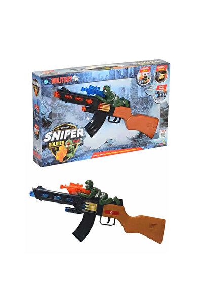 Can Ali Toys SNİPER SOLDİER TÜFEK HAREKETLİ KOVAN VE ASKER IŞIKLI NAMLU SESLİ PİLLİ 3+