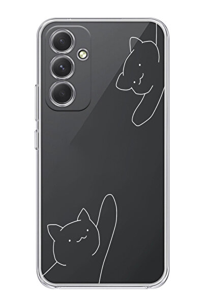 moonset Samsung Galaxy S24 FE Uyumlu Kediler Tasarımlı Baskılı Şeffaf Telefon...