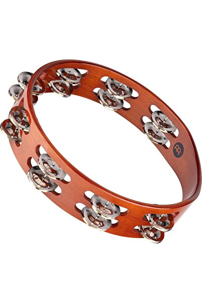 MEINL TA2AB Wood Nickelsilver Jingle 2-Rows Hand Tamburin (Antique Brown)
