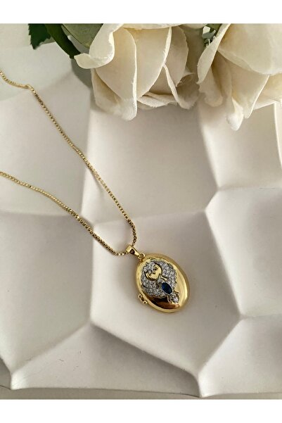 Dionme قلادة من الفولاذ علياء فينيكس بتفاصيل حجر أزرق