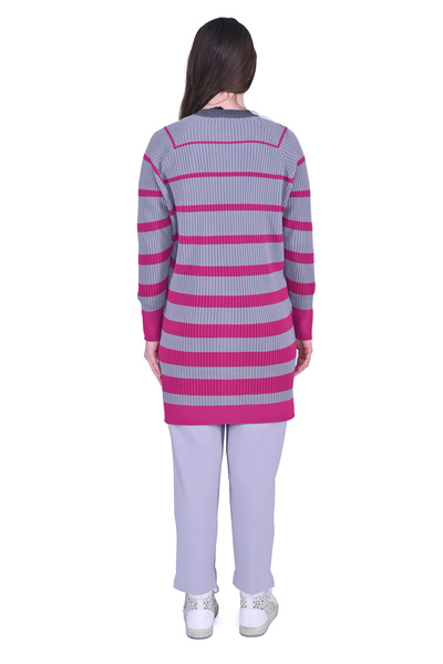 Invee INVEE 7075 Вовняна куртка з кольоровими вставками - Сіра