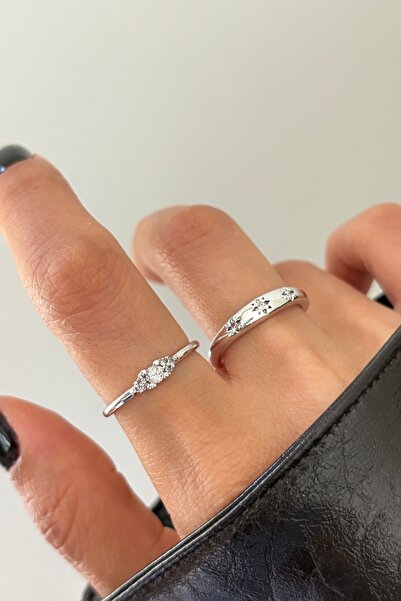 Lavian Accessories 2’li Göz Detay Minimal Yüzük Seti