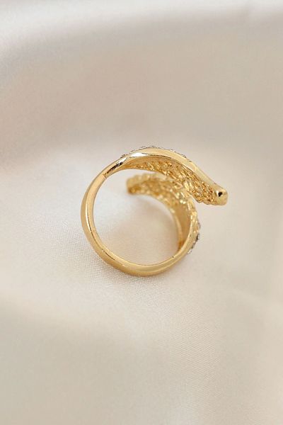 Clariss Adjustable Gold Color Metal Zircon Stone Wing Ring