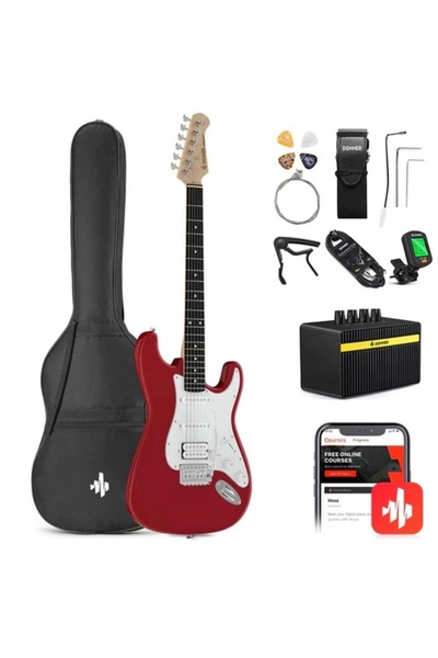 Donner DST-100 Amfili Elektro Gitar Başlangıç Seti (Kırmızı)