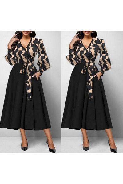 nedo7 Long Sleeve Double Breasted Collar Midi Crepe Dress - Diver Detailed