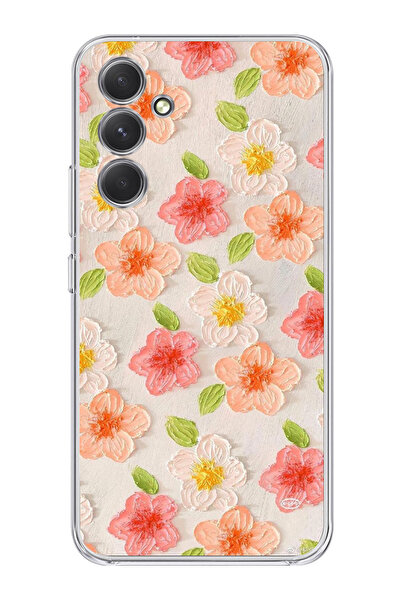 moonset Samsung Galaxy A36 Uyumlu Çiçek Tasarımlı Baskılı Şeffaf Telefon Kılıfı