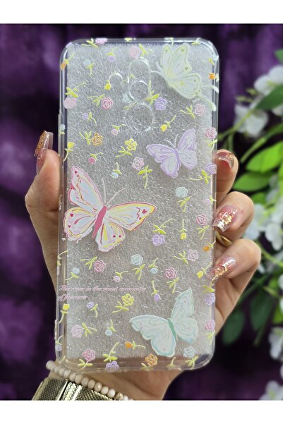 Magic Ring Huawei Mate 20 Lite Uyumlu Renkli Kelebekler Desenli Şeffaf Telefon Kılıfı