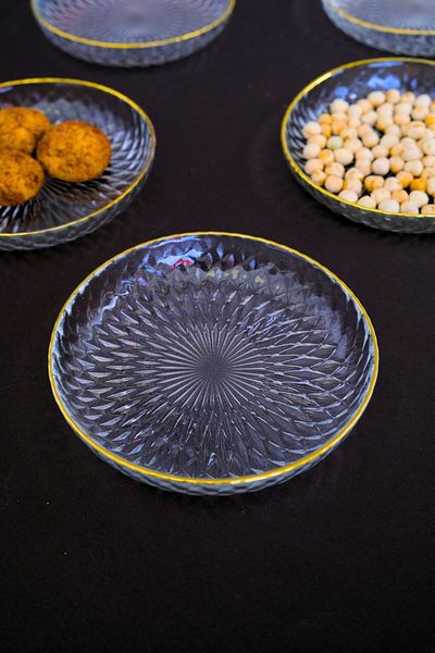 tabakevi Plate House Gold Gilded Slanted Glass Bowl 12cm 6 Pcs 2493