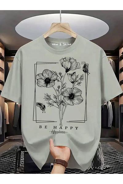 New Shine Μπλουζάκι με στάμπα Happiness Flower Oversize