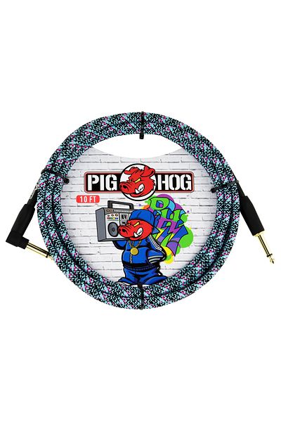 Pig Hog Vintage Series 1/4 Instrument Cable (Blue Graffiti 3 Meters' Strai̇ght - Ri̇ght-Angle)