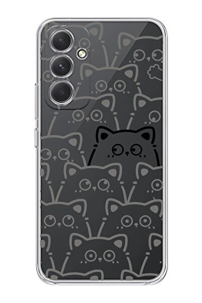 moonset Samsung Galaxy S24 Plus Uyumlu Sevimli Kediler Tasarımlı Baskılı Şeff...