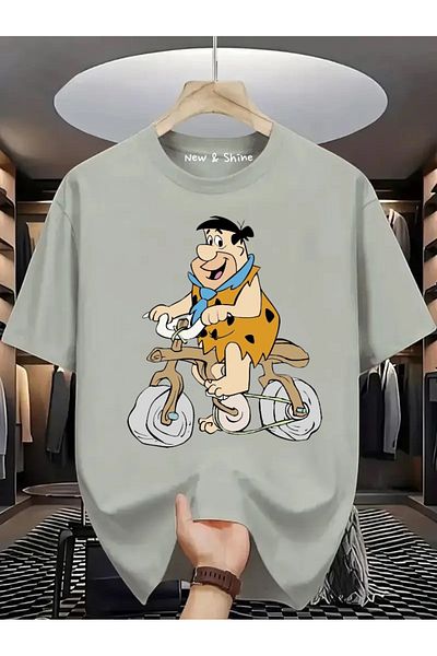 New Shine Μπλουζάκι με στάμπα Fred Flintstone μεγάλου μεγέθους