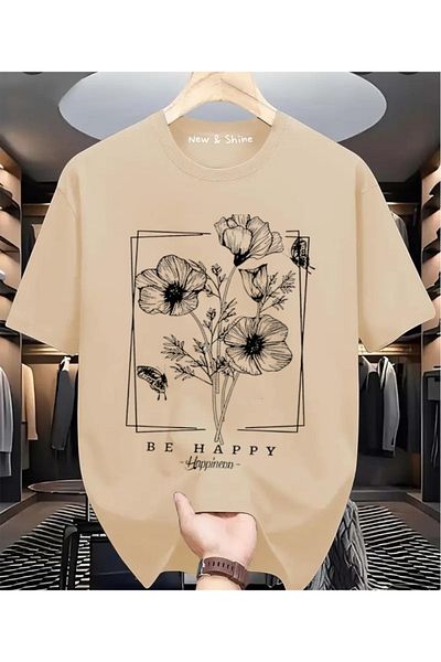 New Shine Μπλουζάκι με στάμπα Happiness Flower Oversize