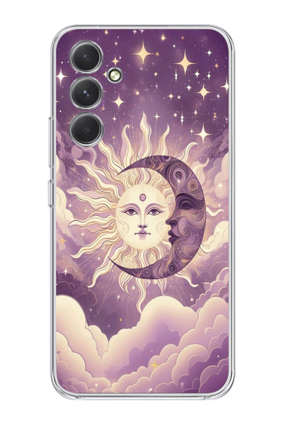 moonset Samsung Galaxy A26 Uyumlu Ay ve Güneş Tasarımlı Baskılı Şeffaf Telefo...