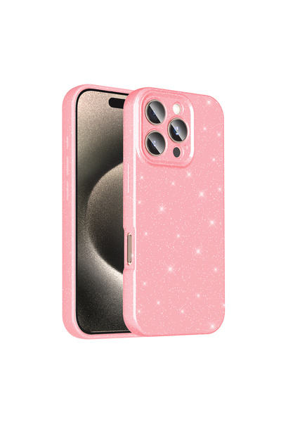 ZM STORE iPhone 16 Pro Max Compatible Case Camera Protected Glittering Luxurious Cotton Cover