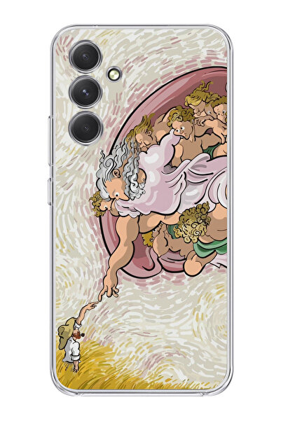 moonset Samsung Galaxy A04S Uyumlu Van Gogh Tasarımlı Baskılı Şeffaf Telefon ...