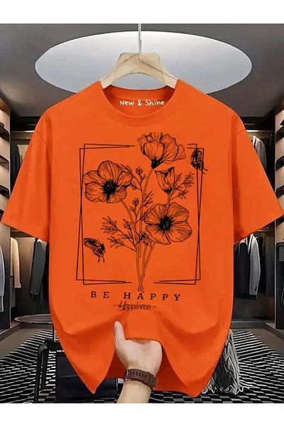 New Shine Μπλουζάκι με στάμπα Happiness Flower Oversize