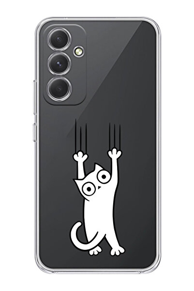 moonset Samsung Galaxy S24 FE Uyumlu Kedi Tasarımlı Baskılı Şeffaf Telefon Kı...