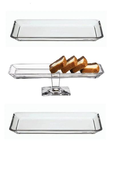 favorin Nude Glamor Serving Plate Set 3 Pieces Grace Crystal Glass