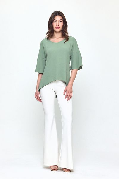 Laranor Pantaloni de scuba cu jumătate de picior evazați Ecru pentru zi - noapte 24L7538