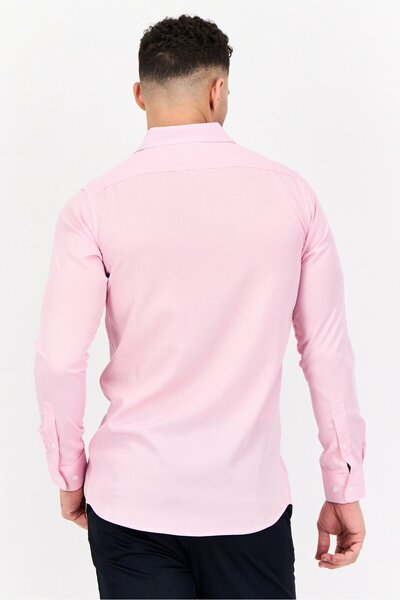 Scotch & Soda Men Modern Fit Micro Stripe Long Sleeve Dress Shirt, Pink
