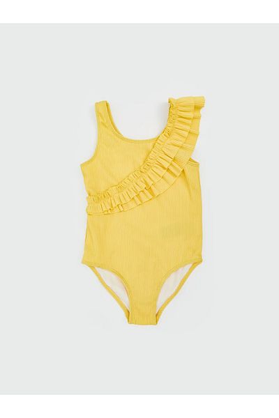 LC Waikiki LCW Kids Sari U Neck Κοριτσίστικο μαγιό