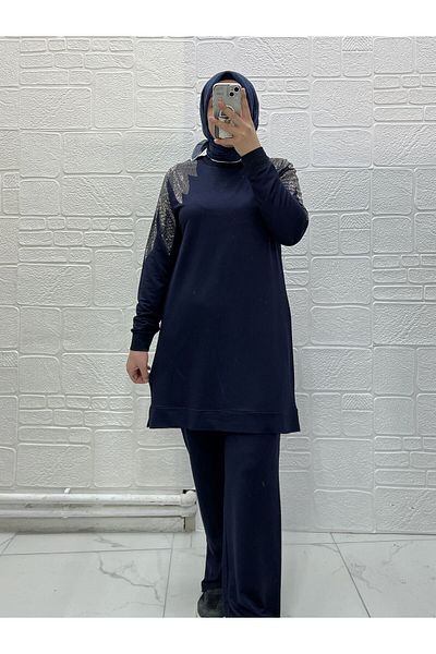 Zeynep Butik Modal Fabric Shoulder Stones Trousers Double Suit 1739