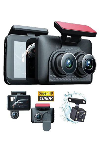 PREPARE Araç İçi HD Kamera Video Kaydedici 3 Kamera 1080P Full HD Araç Kamerası WDR G-Sensor 5Mp Büyük Ekran
