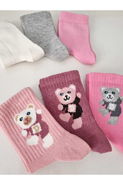 Moonys Socks Collection مجموعة من 6 جوارب للأطفال بنمط الدبدوب اللطيف