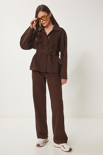 Lovelyİstanbul Set pantaloni jachetă din denim cu curea MARO LRI0007