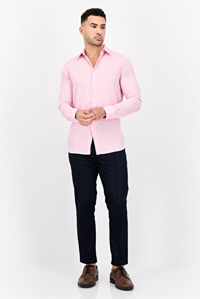 Scotch & Soda Men Modern Fit Micro Stripe Long Sleeve Dress Shirt, Pink