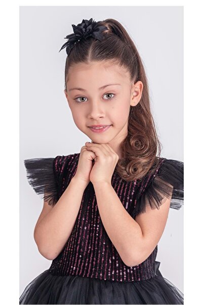 Mnk Baby&Kids Pul Payet Katkat Tütü Etekli Kız Çocuk Elbise M00722 SİYAH - FUŞYA