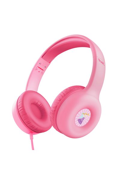 Trust Nouna wired headphones for kids, frequency response 20 Hz - 20,000 Hz, sensitivity 92 dB, pink
