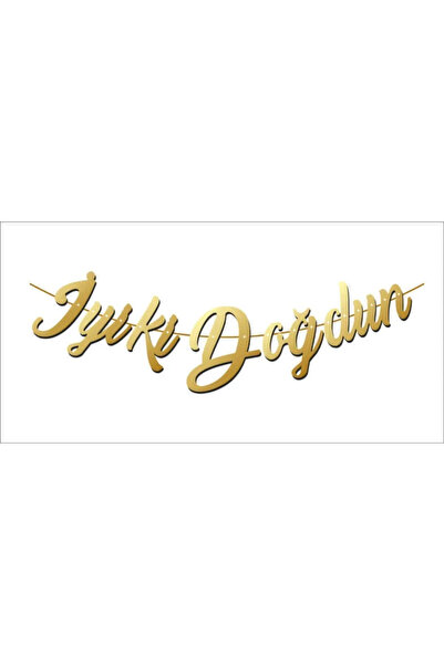 FOKUL İyi ki Doğdun Gold Renk Kaligrafi Banner Yazı Doğum Günü Yazı Süsleme İ...