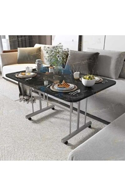 İLİNA 70x110 Tekerli Masa Orta Sehpa Metal Ayak