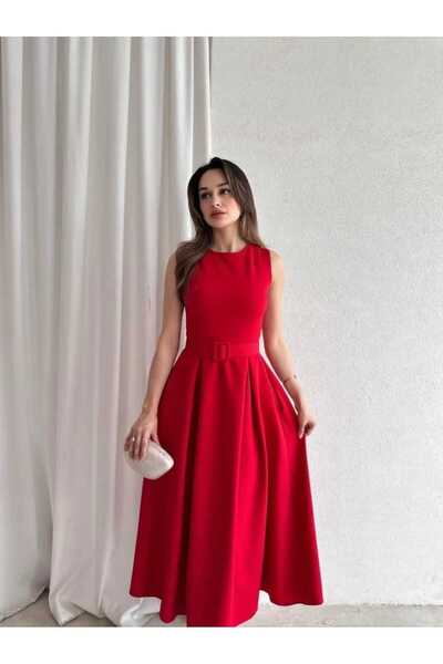 MODA DURAĞI GARNET Midi Elbise