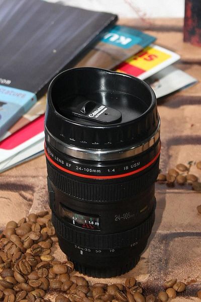 DERİK Htsp Objective Mug Lens Mug for Coffee and Tea Thermos Mug for Photography Enthusiasts Decorative